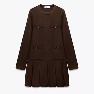 Zara NWOT PLEATED SHORT KNIT DRESS XS